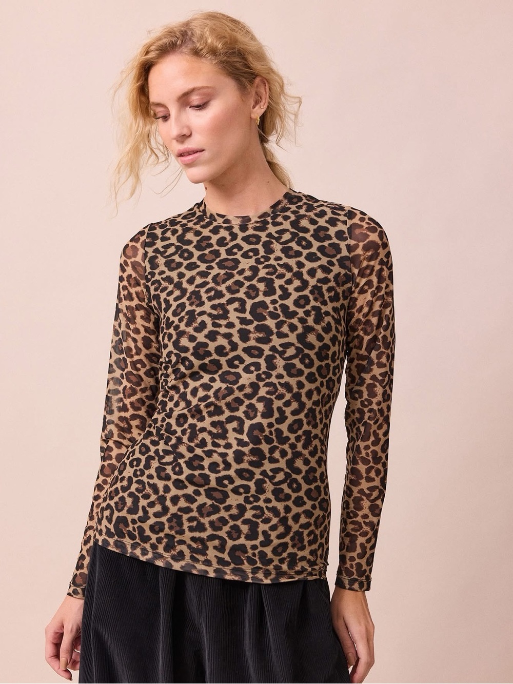 NWT Beyond Nine Leopard Print Mesh Top - Size M